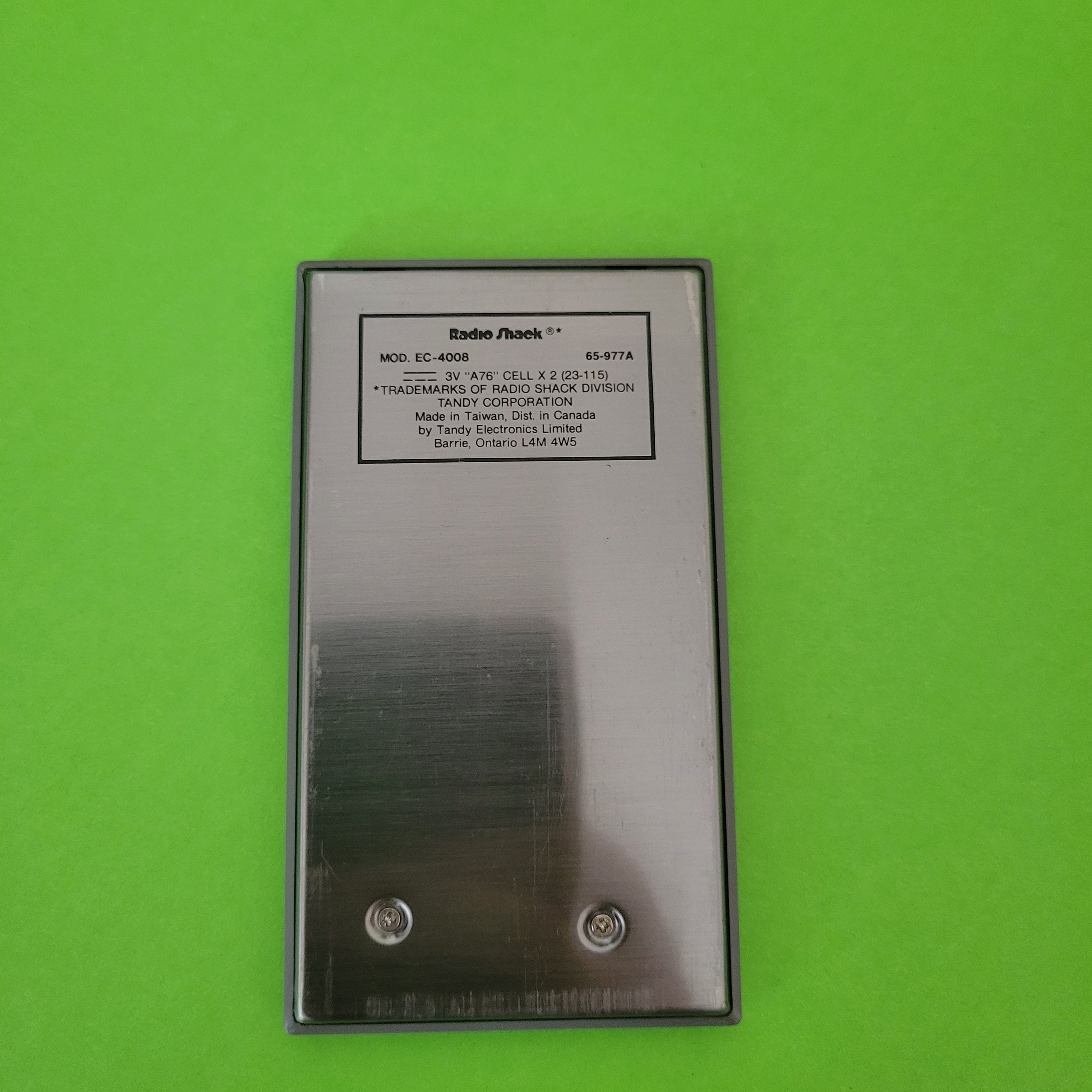 An image of the back of a Radio Shack EC-4008 Scientific/Engineering calculator